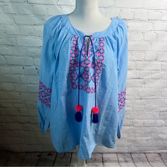 Lilly Pulitzer Cecile Zanzibar Boho Top Large - Picture 1 of 9